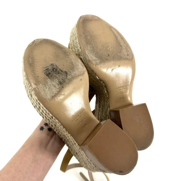 Michael Kors Collection Silvana Runway Platform Sandals Peanut Tan Size 9.5 39.5