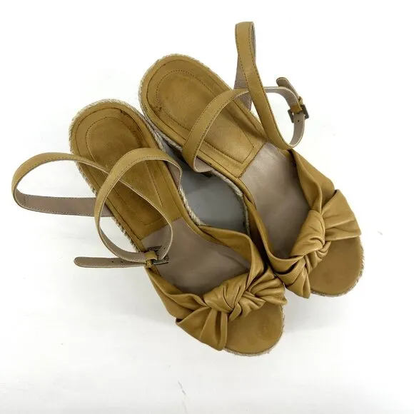 Michael Kors Collection Silvana Runway Platform Sandals Peanut Tan Size 9.5 39.5
