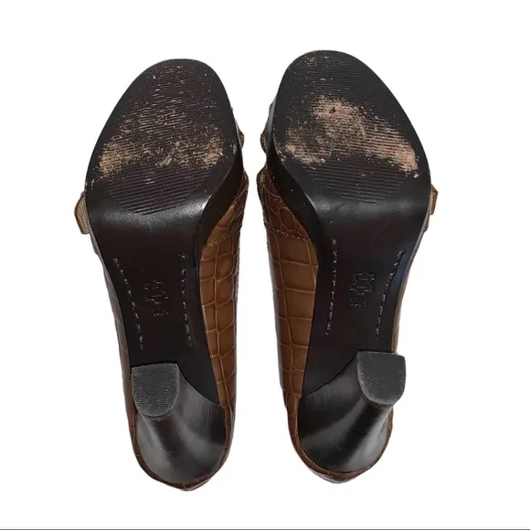 Michael Kors (EUC) Milan Crocco ALL LEATHER Peep Toe pump size 10