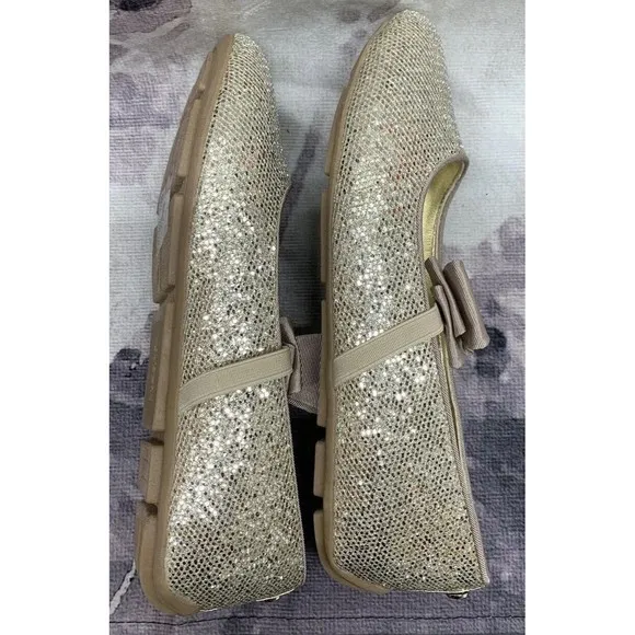 Michael Kors Kids Ballet Flats Girls 3 Sand Silver Rover Day Mary Jane Slip-Ons