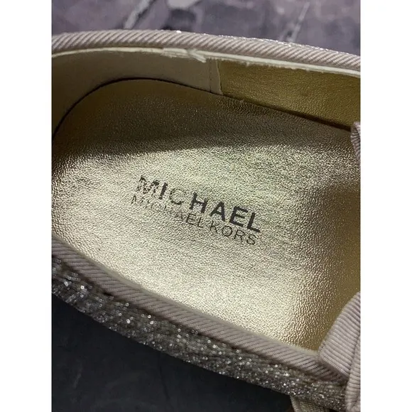 Michael Kors Kids Ballet Flats Girls 3 Sand Silver Rover Day Mary Jane Slip-Ons