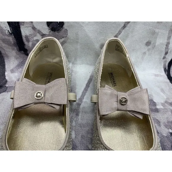 Michael Kors Kids Ballet Flats Girls 3 Sand Silver Rover Day Mary Jane Slip-Ons