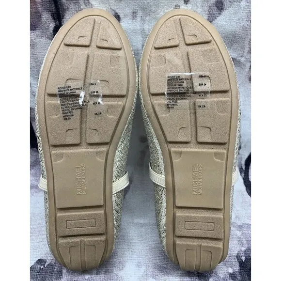 Michael Kors Kids Ballet Flats Girls 3 Sand Silver Rover Day Mary Jane Slip-Ons