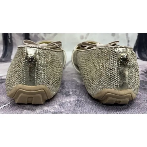 Michael Kors Kids Ballet Flats Girls 3 Sand Silver Rover Day Mary Jane Slip-Ons