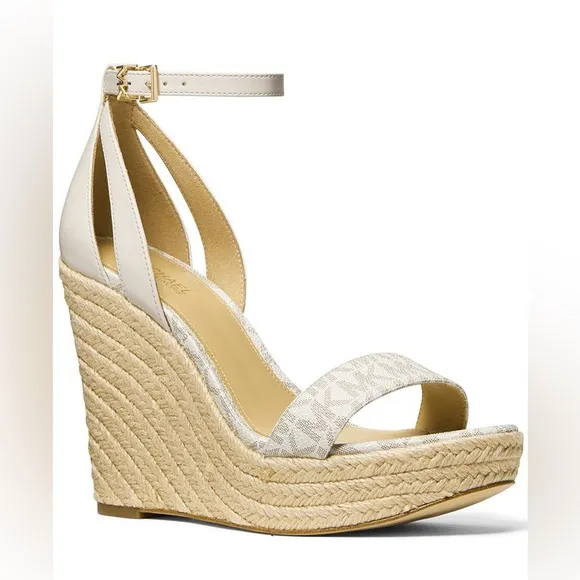 Michael Kors *Kimberly* MK logo wedge espadrille sandals 9