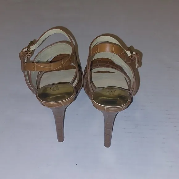 Michael Kors Nadja Ankle Strap Peep Toe High Heels Shoes Size 7.5M