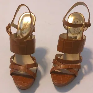 Michael Kors Nadja Ankle Strap Peep Toe High Heels Shoes Size 7.5M