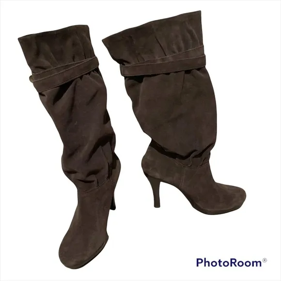 Michael Kors PARKER Gray Suede Platform High Heel Tall Boots