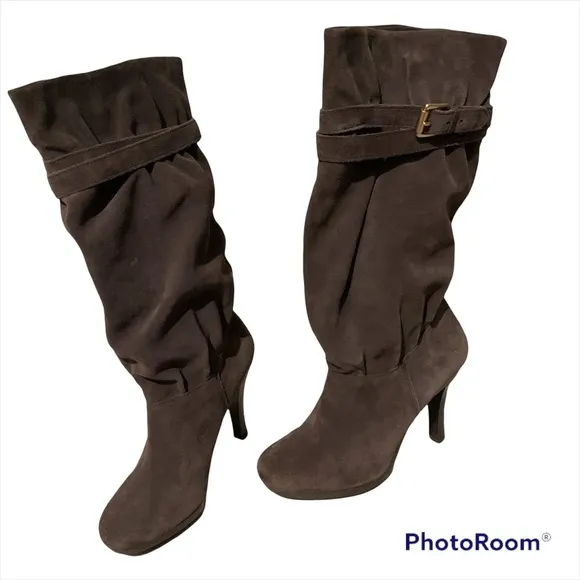 Michael Kors PARKER Gray Suede Platform High Heel Tall Boots