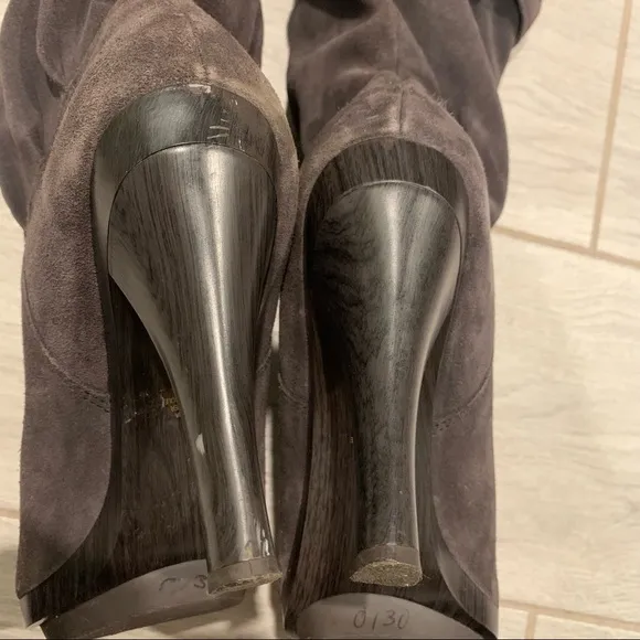 Michael Kors PARKER Gray Suede Platform High Heel Tall Boots