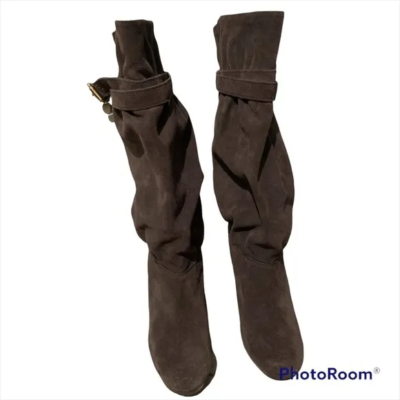 Michael Kors PARKER Gray Suede Platform High Heel Tall Boots