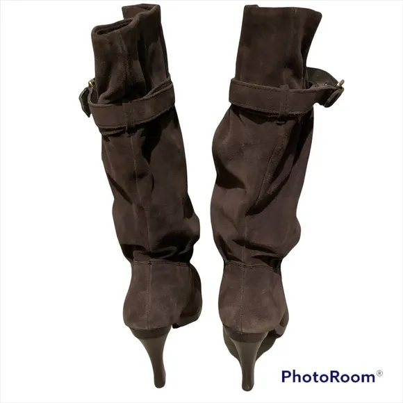 Michael Kors PARKER Gray Suede Platform High Heel Tall Boots