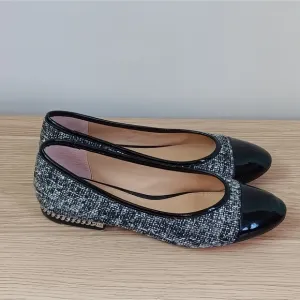 Michael Kors Sabrina Ballet Flats Shoes Black and White Tweed 7