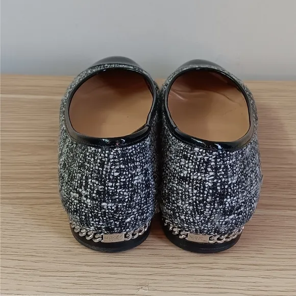 Michael Kors Sabrina Ballet Flats Shoes Black and White Tweed 7