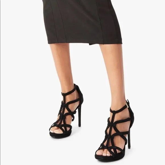 Michael Kors Sandra Silhouette Platforms Red Burgundy Suede Leather Sandals Heel