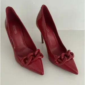 MICHAEL KORS Scarlett Chain Link Leather Pump red Size 6