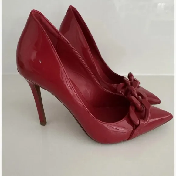 MICHAEL KORS Scarlett Chain Link Leather Pump red Size 6