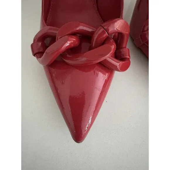 MICHAEL KORS Scarlett Chain Link Leather Pump red Size 6