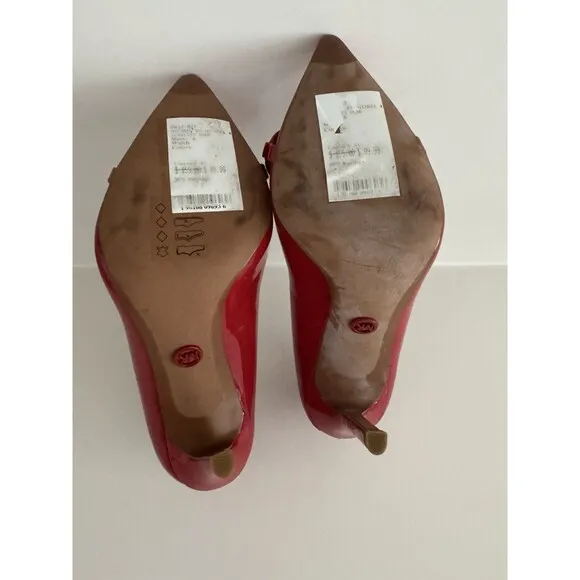 MICHAEL KORS Scarlett Chain Link Leather Pump red Size 6