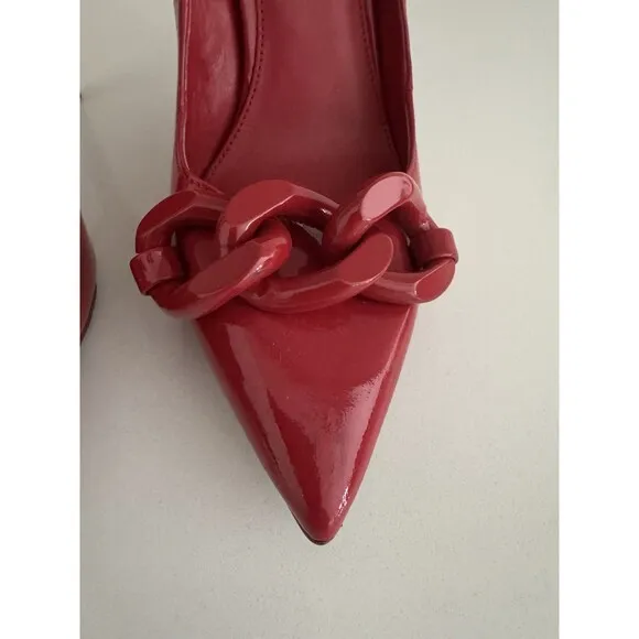 MICHAEL KORS Scarlett Chain Link Leather Pump red Size 6