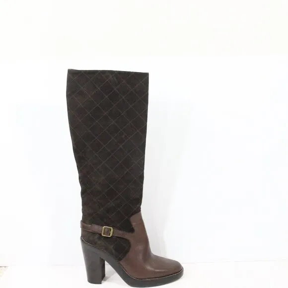 Michael Kors Tall Brown Suede Boots sz 7 Women Shoes Leather Heel MK