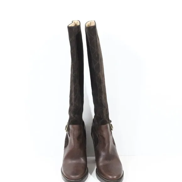 Michael Kors Tall Brown Suede Boots sz 7 Women Shoes Leather Heel MK