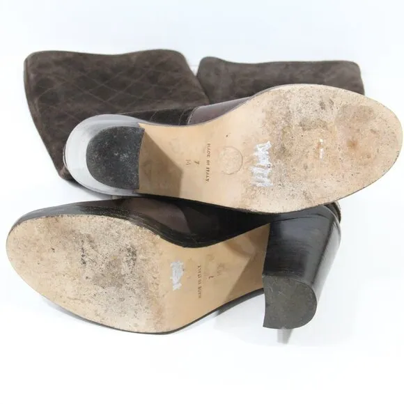 Michael Kors Tall Brown Suede Boots sz 7 Women Shoes Leather Heel MK