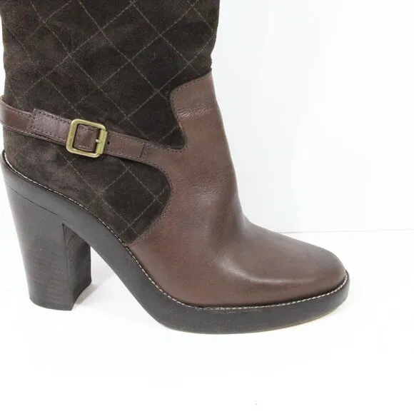 Michael Kors Tall Brown Suede Boots sz 7 Women Shoes Leather Heel MK