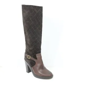 Michael Kors Tall Brown Suede Boots sz 7 Women Shoes Leather Heel MK