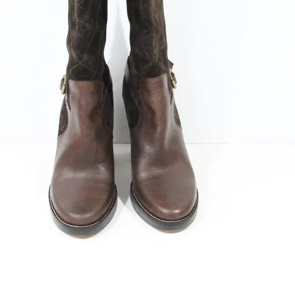 Michael Kors Tall Brown Suede Boots sz 7 Women Shoes Leather Heel MK