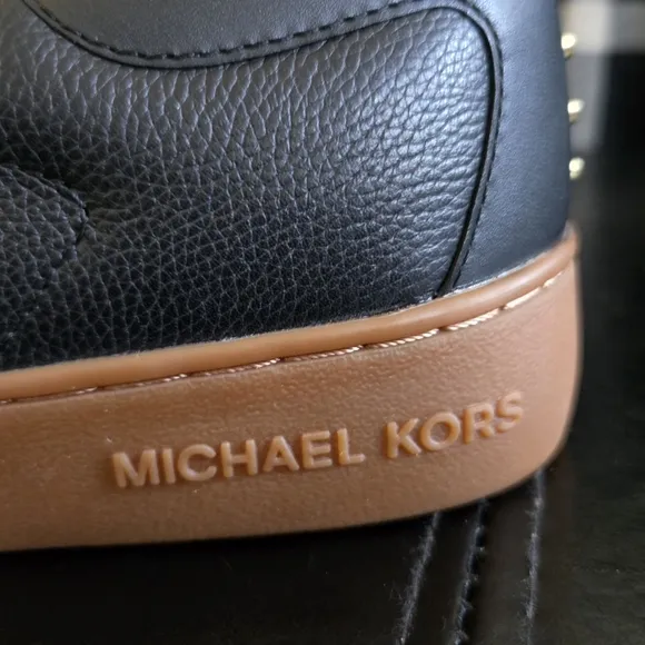 Michael Kors Woman's MK Frankie Striped Leather Sneakers 8.5