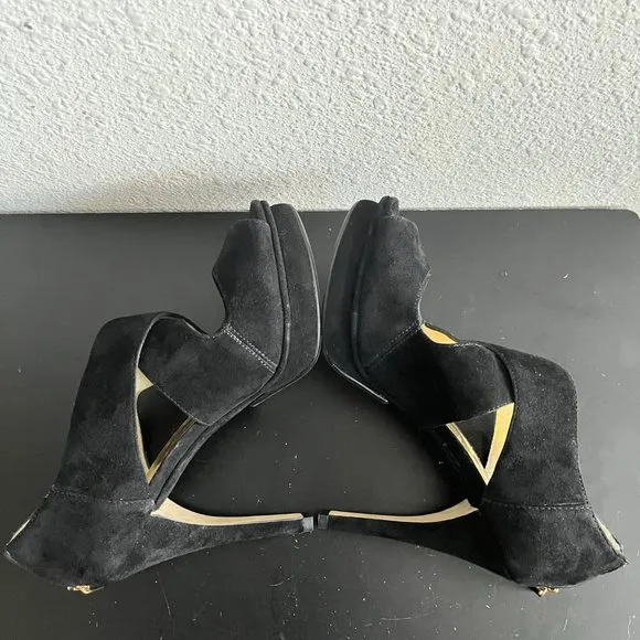 Michael Kors Women's Black Suede Platform Heels Size 9.5 Style AF13E