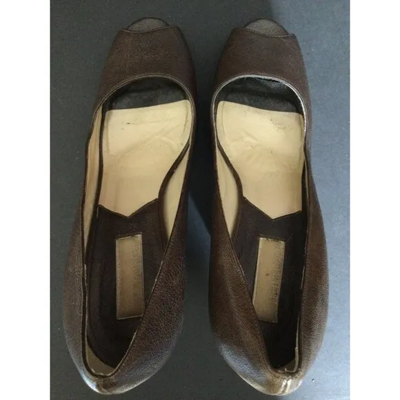 Michael Kors Womens Brown Leather Peep Toe Platform Pumps Size 9.5 M Shoes