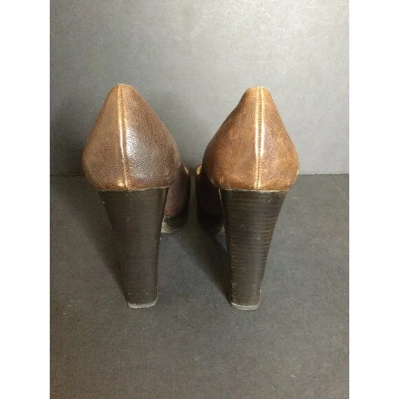 Michael Kors Womens Brown Leather Peep Toe Platform Pumps Size 9.5 M Shoes