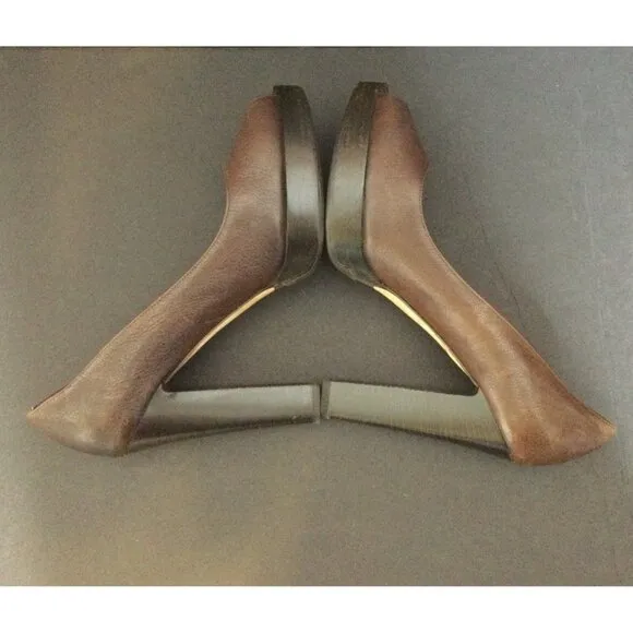Michael Kors Womens Brown Leather Peep Toe Platform Pumps Size 9.5 M Shoes