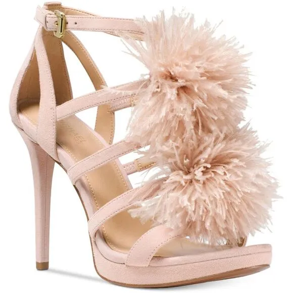 Michael Kors Womens Fara Sandal Pink Suede Stiletto High Heels Shoes New