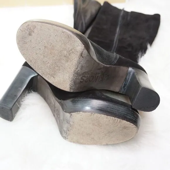 Michael Kors Black Suede Platform Heel Tall Boots, size 9.5