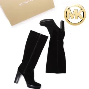 Michael Kors Black Suede Platform Heel Tall Boots, size 9.5