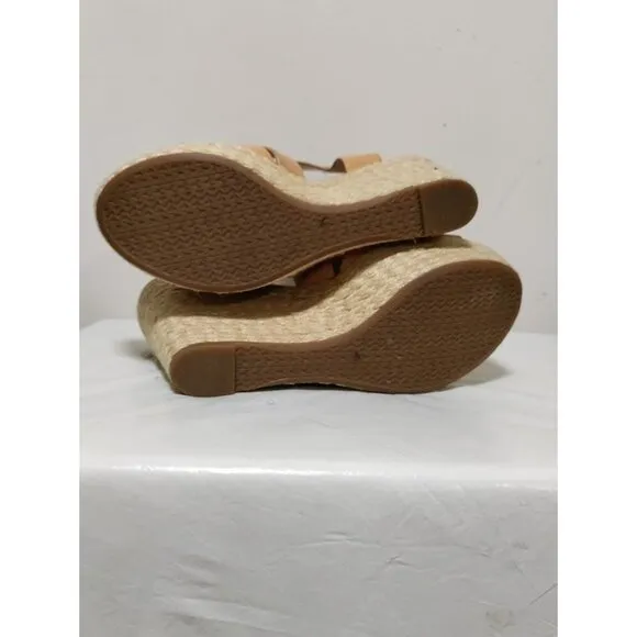 MICHAEL Michael Kors Celia Strappy Wedge Espadrille Sandals Brown Women's Size 6