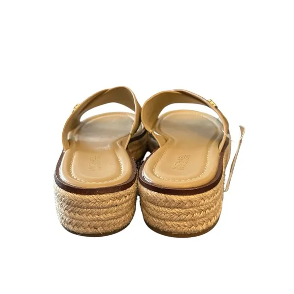 MICHAEL Michael Kors Indira Tan Platform Espadrille Faux Leather Sandal 7 NEW