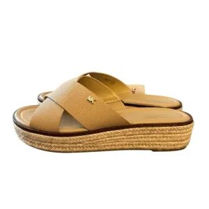 MICHAEL Michael Kors Indira Tan Platform Espadrille Faux Leather Sandal 7 NEW
