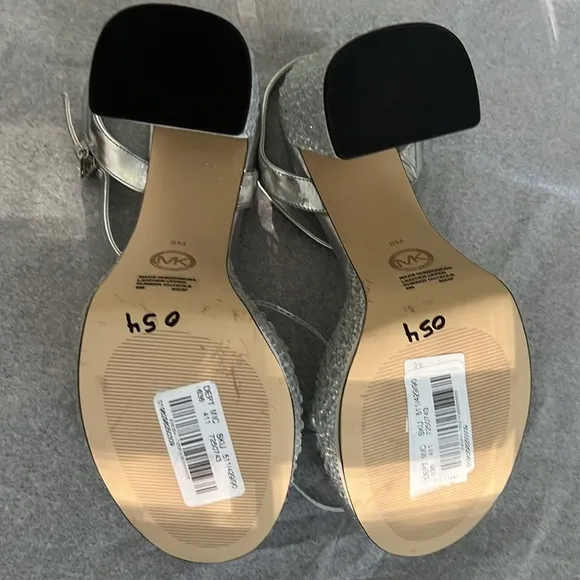 Michael Michael Kors Laci Embellished Metallic Leather Platform Sandal