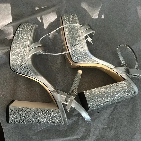 Michael Michael Kors Laci Embellished Metallic Leather Platform Sandal
