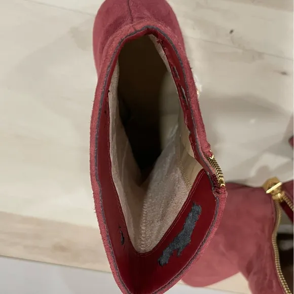 MICHAEL Michael Kors Size 9 Frenchie Platform Booties *Flaw* Burgundy Suede