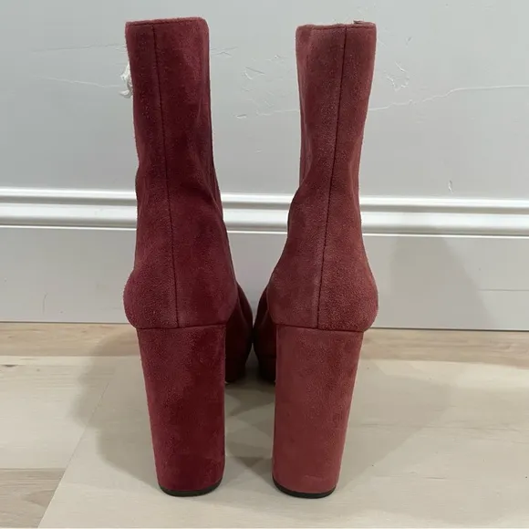MICHAEL Michael Kors Size 9 Frenchie Platform Booties *Flaw* Burgundy Suede