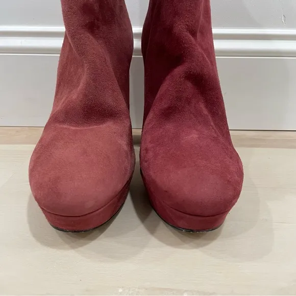 MICHAEL Michael Kors Size 9 Frenchie Platform Booties *Flaw* Burgundy Suede