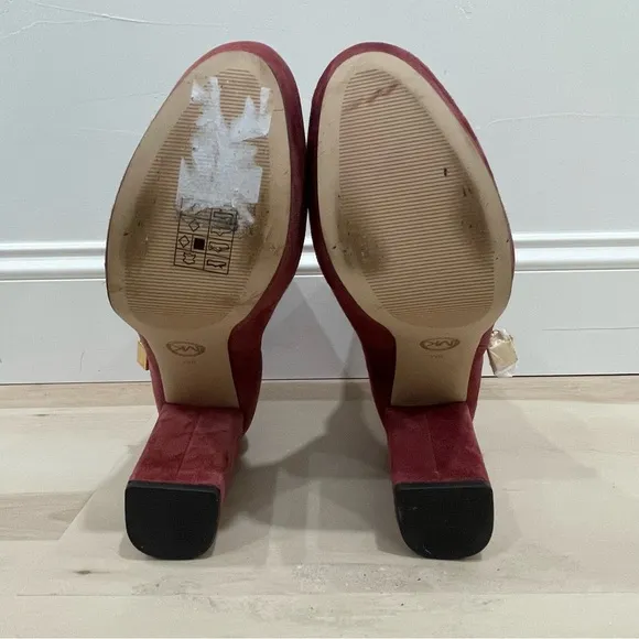MICHAEL Michael Kors Size 9 Frenchie Platform Booties *Flaw* Burgundy Suede