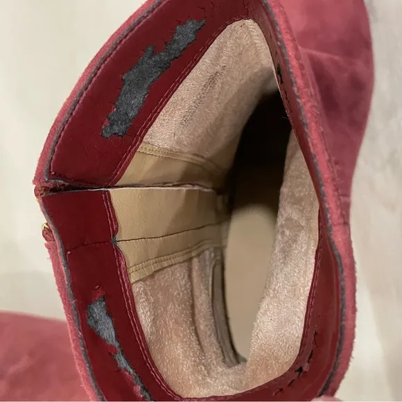 MICHAEL Michael Kors Size 9 Frenchie Platform Booties *Flaw* Burgundy Suede