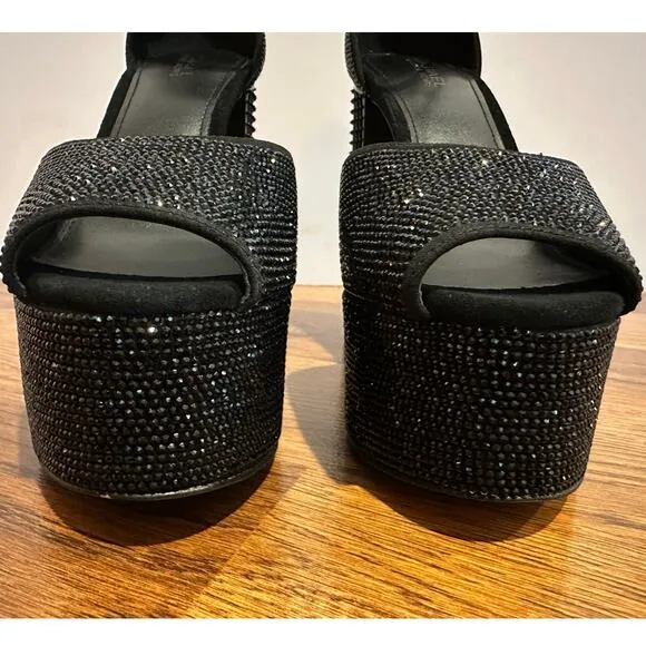 MICHAEL Michael Kors Women's Maxine Crystal Embellished Platform Black Size 5.5