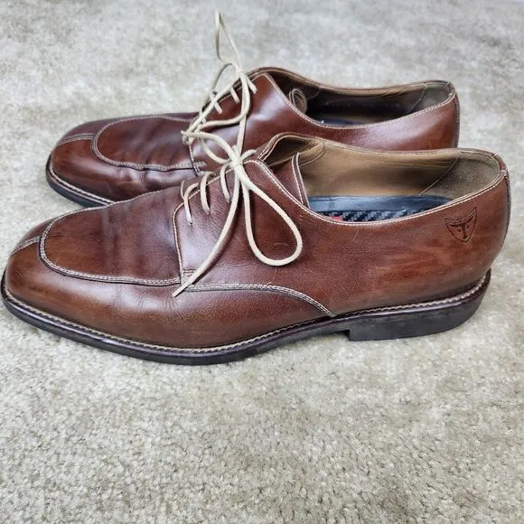 Michael Toschi Calaveras Shoes Mens 12 Brown Leather Split Toe Lace Up Eng Gent